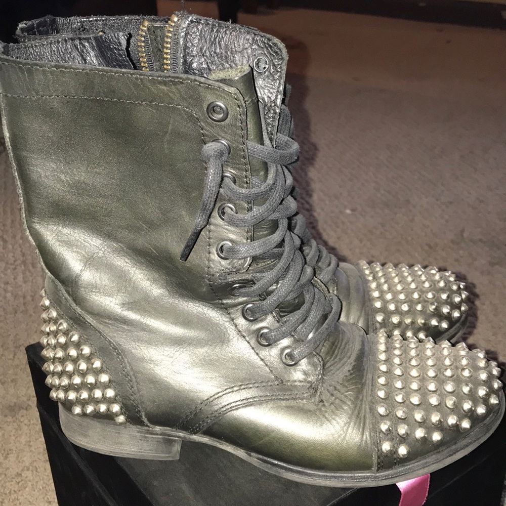 Steve Madden Black Studded Combat Boots